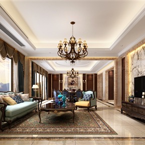 欧式 客厅 别墅客餐厅