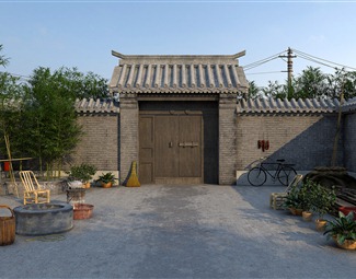 中式农村自建房院子大门