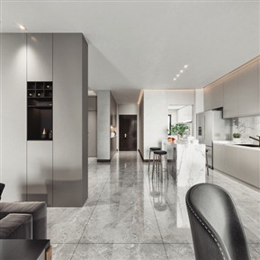 现代 客餐厅 别墅客厅餐厅 黑白灰客餐厅