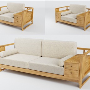 新中式 组合沙发 罗汉椅