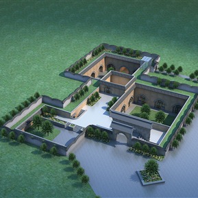 新中式 鸟瞰图 农家小院