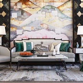 新中式 沙发茶几组合