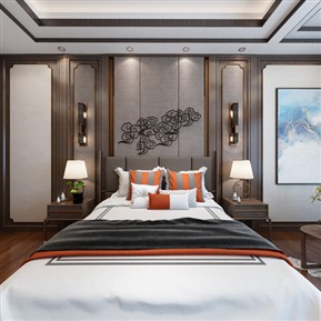 新中式 卧室 卧室全景