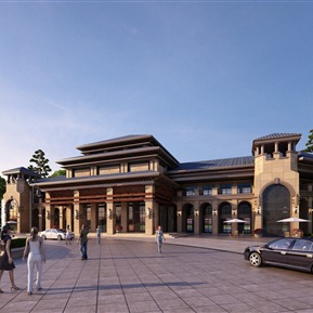 欧式 酒店建筑 售楼处 酒店景观