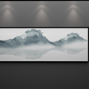 新中式 抽象画 抽象装饰画禅意山水水墨金箔挂画横幅