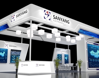 白色科技展览展示展台模型