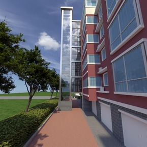 现代 建筑 层户外电梯建筑