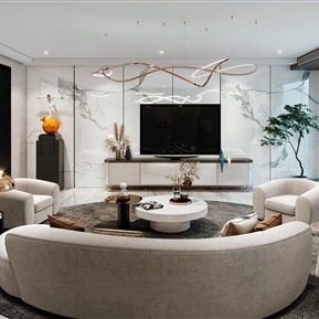 轻奢 客厅 地下起居室