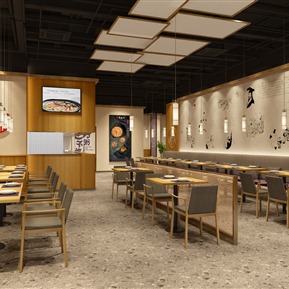 日式 餐厅 乡村原木色餐饮