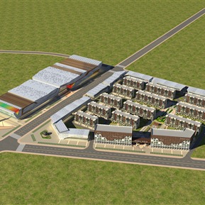 现代 鸟瞰图 商业办公住宅一体