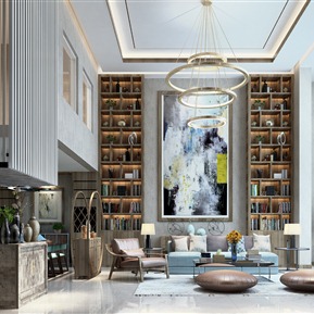 新中式 客餐厅 挑空客厅