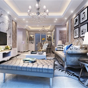 简欧 客厅 简约 客餐厅