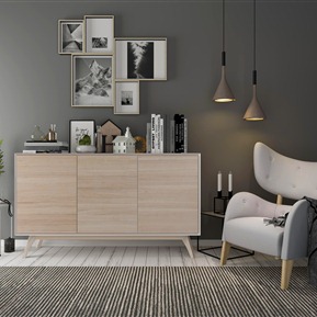 北欧 玄关柜 装饰柜装饰品休闲椅吊灯组合