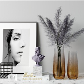 现代 摆件组合 简约黄色渐变玻璃花瓶