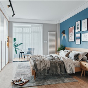 北欧 卧室 卧室阳台休息区