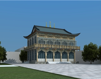民族风室外建筑3d模型下载-3d溜溜网