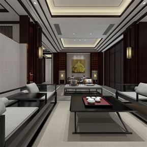 新中式 客厅 客餐厅茶室