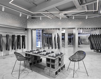 现代 服装店 轻潮牌男装服装店