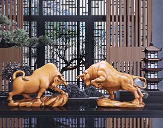 新中式创意牛雕塑