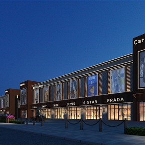 现代 商业街 商业夜景沿街