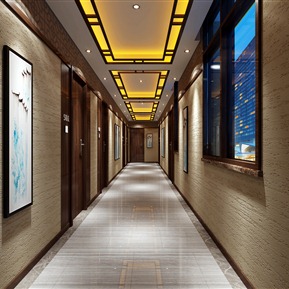 新中式 过道 民宿客房过道