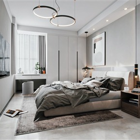 现代 卧室 主卧室