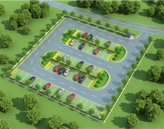 现代小区停车场3d模型下载-3d溜溜网