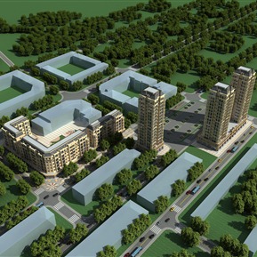 现代 鸟瞰图 塔楼商场鸟瞰