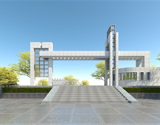 现代厂房大门传达室3d模型下载