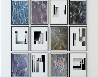 现代 抽象画 黑白创意装饰挂画组合