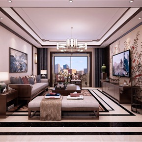 新中式 客厅 客厅沙发茶几组合