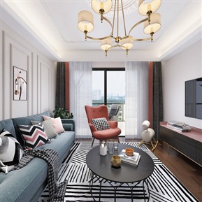 简欧 客餐厅 客厅餐厅全景
