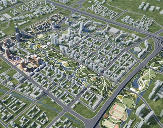 现代城市建筑模型