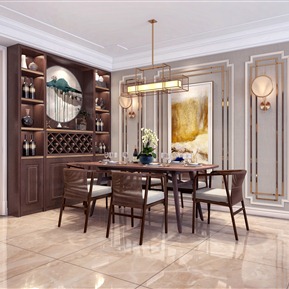 新中式 餐厅 客餐厅厨房