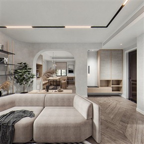 现代 客餐厅 客厅餐厅 沙发茶几组合