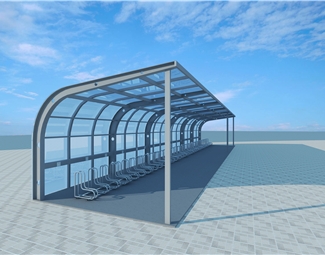 现代现代钢结构车棚3d模型下载-3d溜溜网