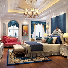 轻奢 卧室 别墅主卧室