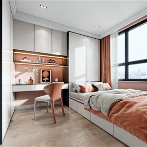 现代 榻榻米卧室 榻榻米卧室书房