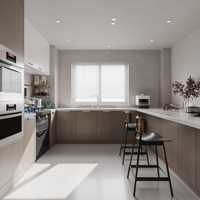 现代 厨房 客厅