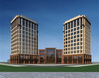 现代多层酒店建筑3d模型下载