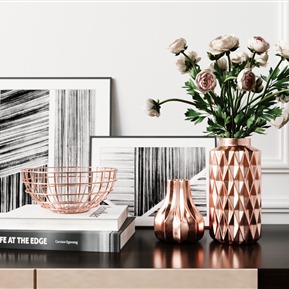 现代 花瓶 家居玫瑰金陶瓷花瓶