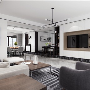 现代 客厅 客餐厅