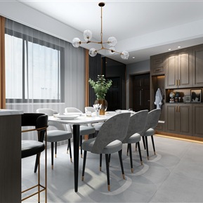 轻奢 餐厅 客厅 主卧 衣帽间