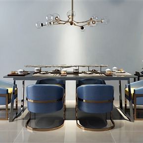 现代 餐桌椅组合 餐桌椅吊灯组合