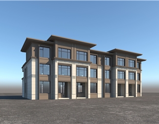 新中式三层公共建筑