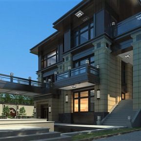 新中式 独栋别墅 高档私家别墅会所