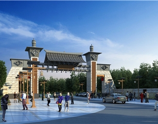 新中式公园大门入口
