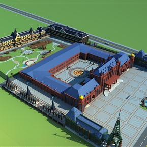 欧式 鸟瞰图 学院鸟瞰