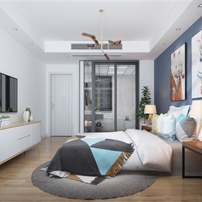 现代 卧室 卧室书房