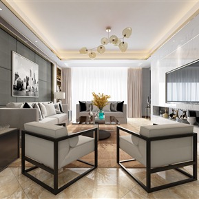 现代 客厅 港式 客餐厅